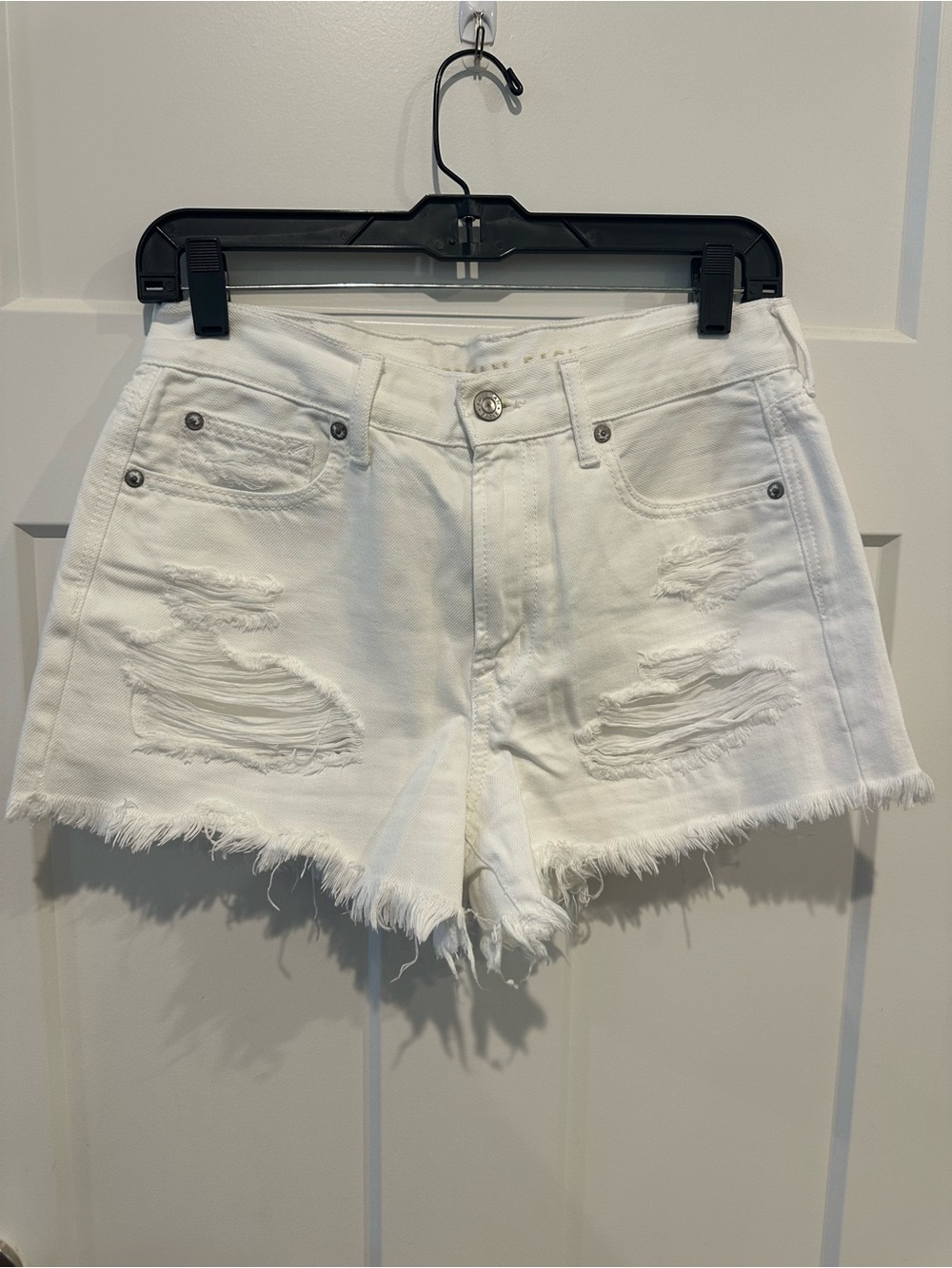 American Eagle Outfitters White Distressed Denim Shorts